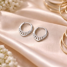 Silver-Tone Geometric Hoop Earrings with Crystal Accents for Women