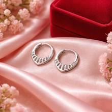 Silver-Tone Geometric Hoop Earrings with Crystal Accents for Women