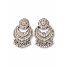 Oxidised Silver Statement Chandbali Earrings for Women