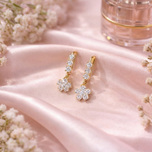 Gold-Tone Floral Crystal Drop Earrings for Women