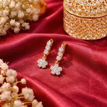 Gold-Tone Floral Crystal Drop Earrings for Women