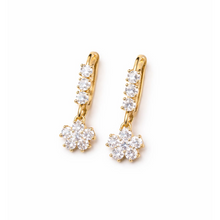 Gold-Tone Floral Crystal Drop Earrings for Women