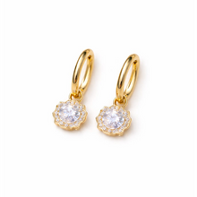 Gold-Tone Crystal Flower Hoop Earrings for Women