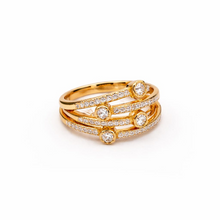 Gold-Tone Multi-Band Crystal Statement Ring for Women