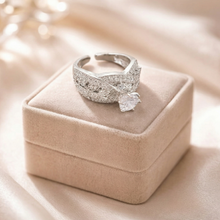 Silver-Tone Layered Crystal Wrap Statement Ring for Women