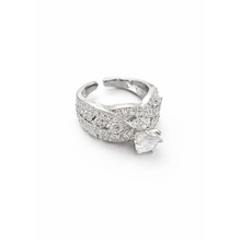Silver-Tone Layered Crystal Wrap Statement Ring for Women