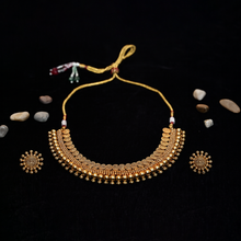 Temple Choker Set – Traditional Gold-Toned Necklace with Earrings