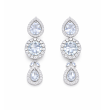 Royal Silver Tone American Diamond Statement Necklace Set with Drop Earrings