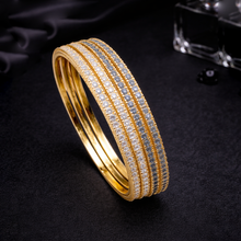 Luxury Gold Finish Crystal Studded Multi-Line Designer Bangles for Women