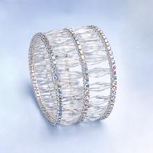 Luxury Crystal Cuff Bracelet – Silver & Rose Gold Finish Statement Kada