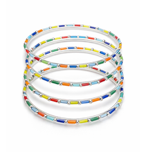 Trendy Silver Finish Multicolor Beaded Bangles Set for Women