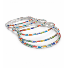Trendy Silver Finish Multicolor Beaded Bangles Set for Women