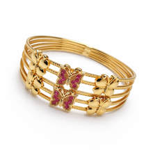 Gold Butterfly Charm Multi-Layer Bangle for Women – Pink Stone Designer Kada