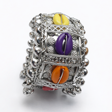 Trendy Silver Finish Multicolor Shell & Ghungroo Bracelet for Women