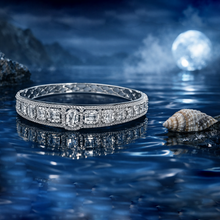 Silver Tone American Diamond Statement Bracelet with Cushion Cut Design