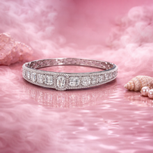 Silver Tone American Diamond Statement Bracelet with Cushion Cut Design