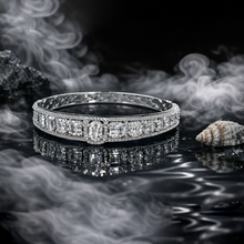 Silver Tone American Diamond Statement Bracelet with Cushion Cut Design