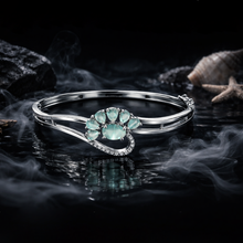 Silver Tone American Diamond Floral Bracelet with Aqua Stones for Women