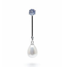 Silver Finish American Diamond Pearl Drop Earrings for Women