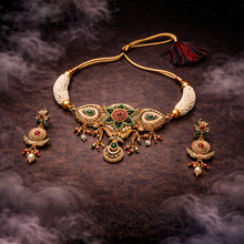 Royal Pearl Beaded Kundan Choker Necklace Set with Earrings