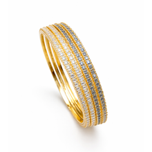 Luxury Gold Finish Crystal Studded Multi-Line Designer Bangles for Women