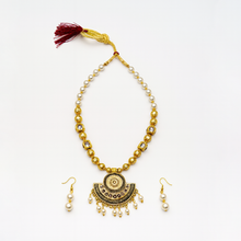 Traditional Gold Finish Pearl Beaded Necklace Set for Women