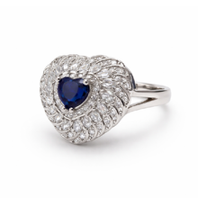 Blue Heart Crystal Jewellery Set – Silver Tone Necklace, Earrings & Ring Set