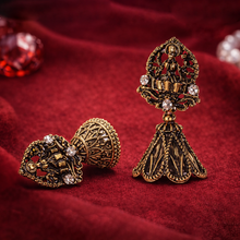 Temple Style Antique Gold Jhumka Earrings