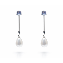 Silver Finish American Diamond Pearl Drop Earrings for Women