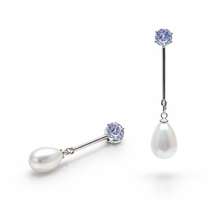 Silver Finish American Diamond Pearl Drop Earrings for Women
