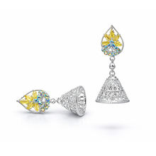 Floral Stone Jhumka Drop Earrings – Silver Finish (2 Color Variants)