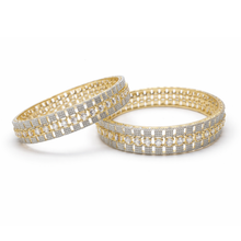 Luxury Gold & Silver Tone Crystal Studded Bangles Set for Women