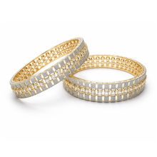 Luxury Gold & Silver Tone Crystal Studded Bangles Set for Women