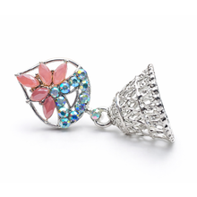 Floral Stone Jhumka Drop Earrings – Silver Finish (2 Color Variants)