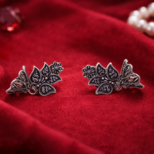 Oxidised Silver Finish Floral Stud Earrings for Women
