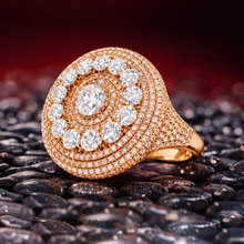 Rose Gold Finish Multi-Halo CZ Statement Ring – Premium Artificial Jewellery