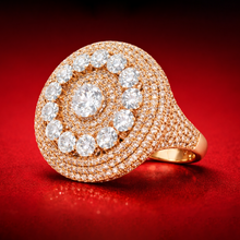 Rose Gold Finish Multi-Halo CZ Statement Ring – Premium Artificial Jewellery