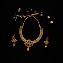 Traditional Temple Design Necklace Set with Earrings