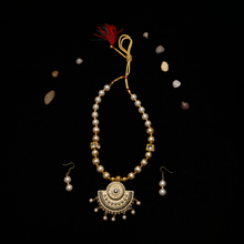 Traditional Gold Finish Pearl Beaded Necklace Set for Women