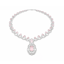 Elegant Silver Finish Pink Stone Necklace Set for Women
