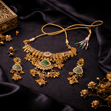 Traditional Gold Finish Multicolor Kundan Necklace Set for Women