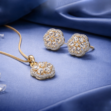 Elegant Silver & Gold Tone American Diamond Necklace Set with Matching Earrings