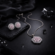 Elegant Silver & Gold Tone American Diamond Necklace Set with Matching Earrings