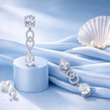 Silver Finish American Diamond Teardrop Pendant Necklace Set with Matching Earrings