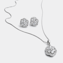 Elegant Silver & Gold Tone American Diamond Necklace Set with Matching Earrings