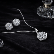 Elegant Silver & Gold Tone American Diamond Necklace Set with Matching Earrings