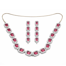Ruby Red Crystal Necklace & Earrings Set for Women
