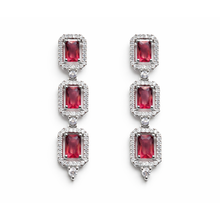 Ruby Red Crystal Necklace & Earrings Set for Women
