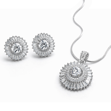 Round Halo CZ Pendant Set with Matching Stud Earrings