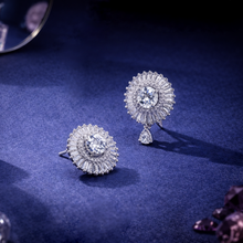 Round Halo CZ Pendant Set with Matching Stud Earrings